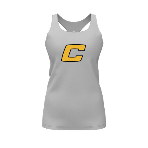 [CUS-DFW-RCBK-PER-GRY-FYS-LOGO2] Racerback Tank Top (Female Youth S, Gray, Logo 2)