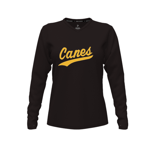 [FTLVPTBK-FYXS-LOGO1] Decker Performance T-Shirt (Female Youth XS, Black, V Neck, Logo 1, Long Sleeve)