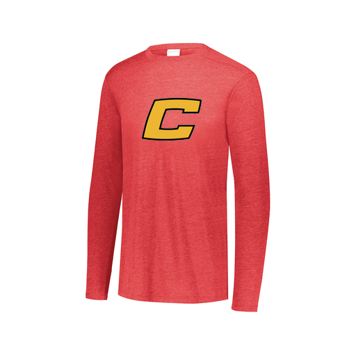 [FTLCUBRD-AXS-LOGO2] Decker Men's Tri-Blend T-Shirt - Long Sleeve (Adult XS, Red, Logo 2)