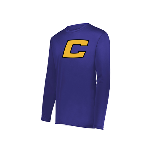 [222823.747.S-LOGO2] Youth LS Smooth Sport Shirt (Youth S, Purple, Logo 2)