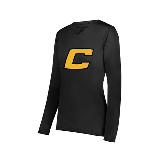 [222824.080.S-LOGO2] Ladies LS Smooth Sport Shirt (Female Adult S, Black, Logo 2)